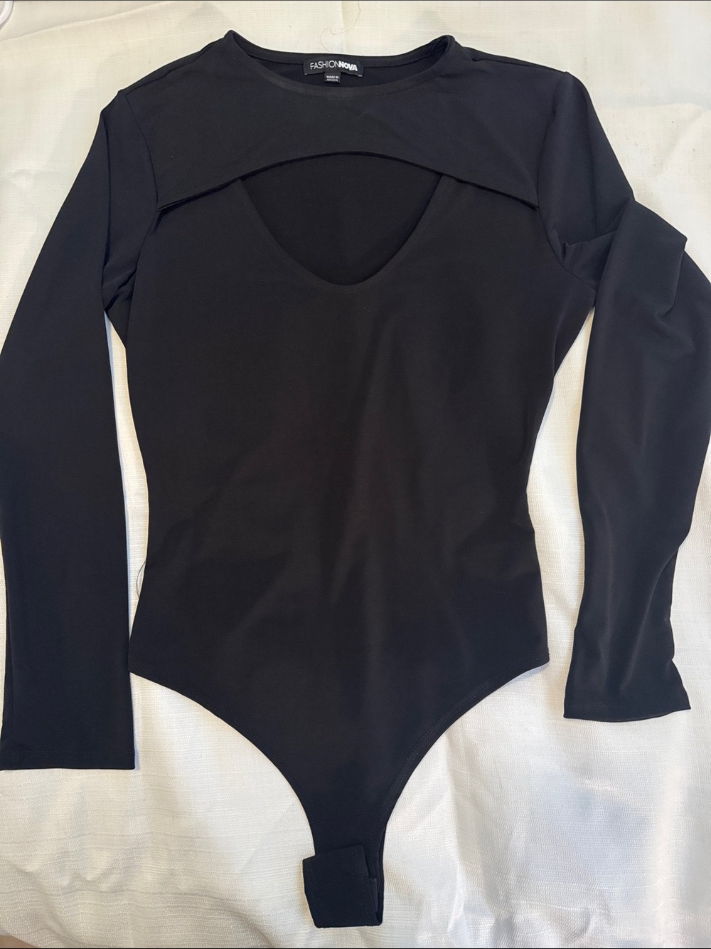 Fashion Nova Black Long-Sleeve Kids Cutout Bodysuit